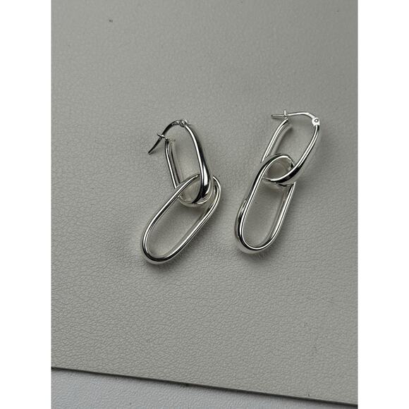 Milor Ultrafine 950 Purer Than Sterling Silver Pierced Earrings Double Oval Box - Picture 5 of 13